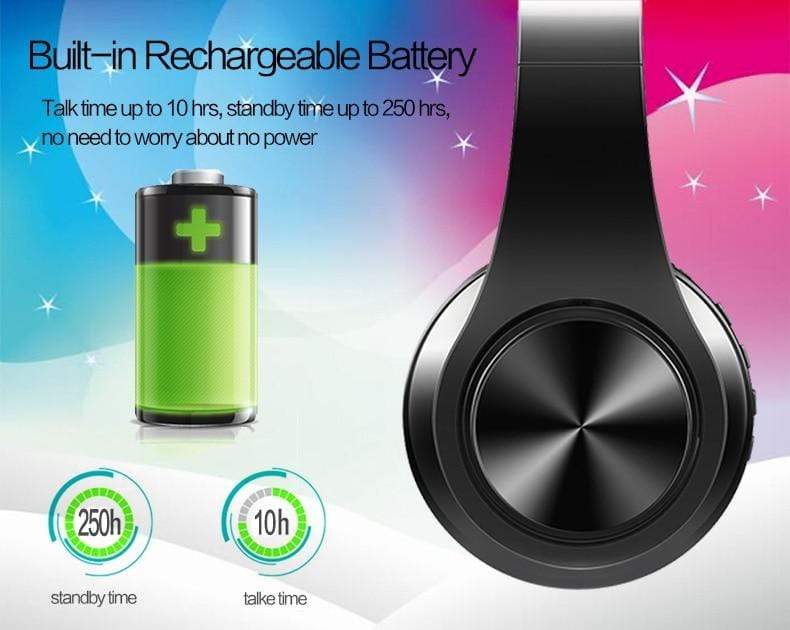 HIFI Stereo Headphones Bluetooth Music Support SD Card FM Radio