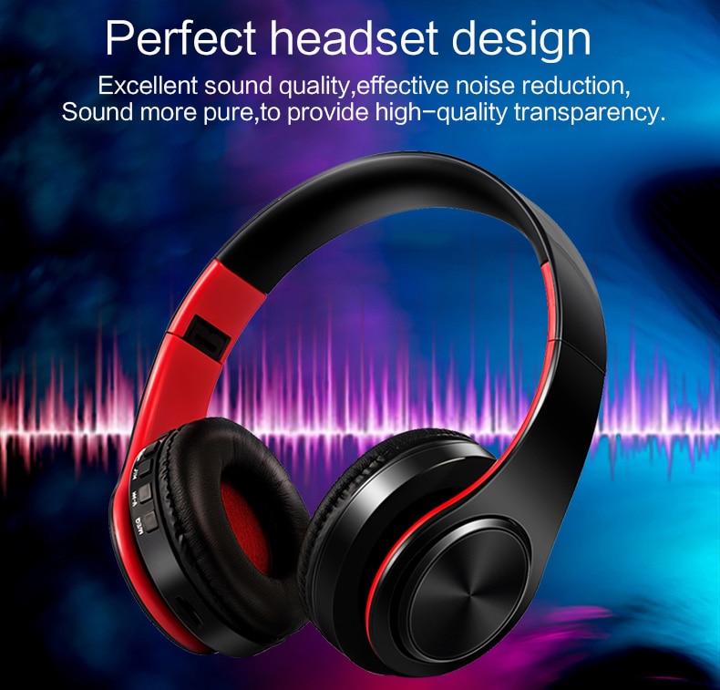 HIFI Stereo Headphones Bluetooth Music Support SD Card FM Radio