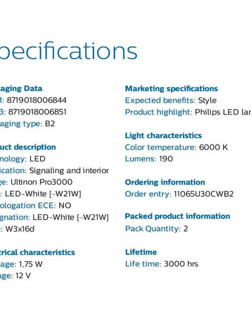 Philips W21W 7440 T20 X-treme Ultinon 6000K LED Bulb